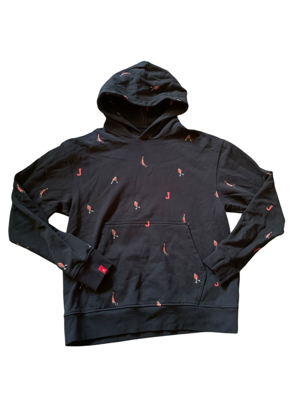 Jordan Jumpman Retro Basketball All Over Print Black Hoodie Mens Medium - Picture 1 of 6